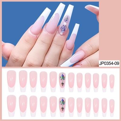 European and American Nail Pieces Ballet Coffin Armor French Manicure Ins White French Colored Diamond Fake Nails