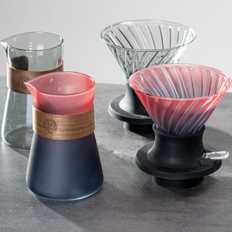 Coffee Pour Over Kettle Pour-over Filter Coffee Cup Manual Brewing Coffee Set High Boron Glass Silicon Drip Sharing Pot