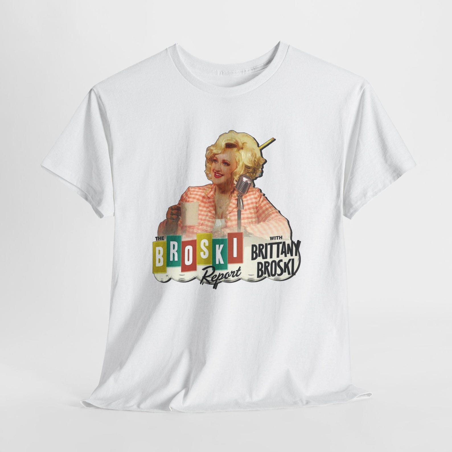 The Brittany Broski Report Show Men s Grey White Tees T-Shirt Size S-5XL 3XL
