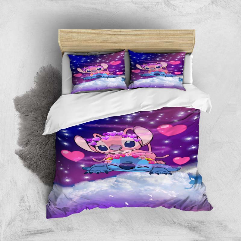 Mini Kawaii (Stitch) Bedding Set, Cartoon Duvet Cover and Pillowcases, Soft and Comfortable, Customizable.
