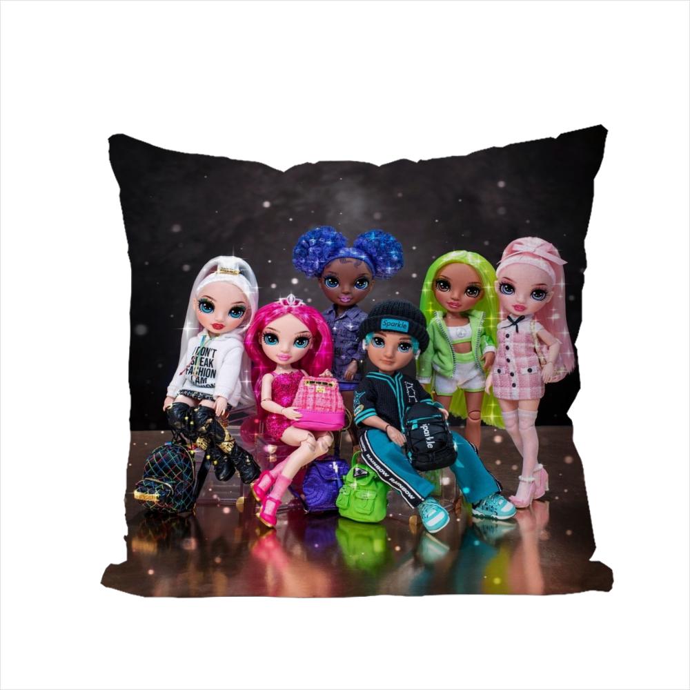 Rainbow High Pillow Case For Car Sofa Decorative Home Doublesided Print Plush Square Throw Pillow Cushion Cover