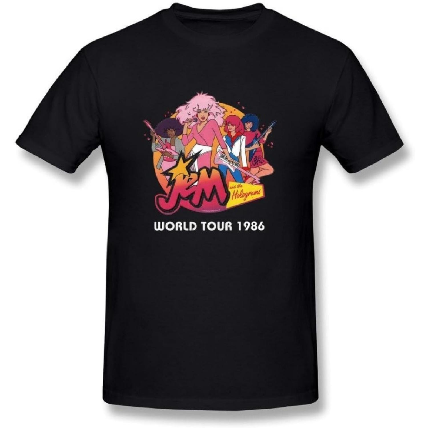 Hsuail Men s Jem and The Holograms T-Shirt Black US Size L S