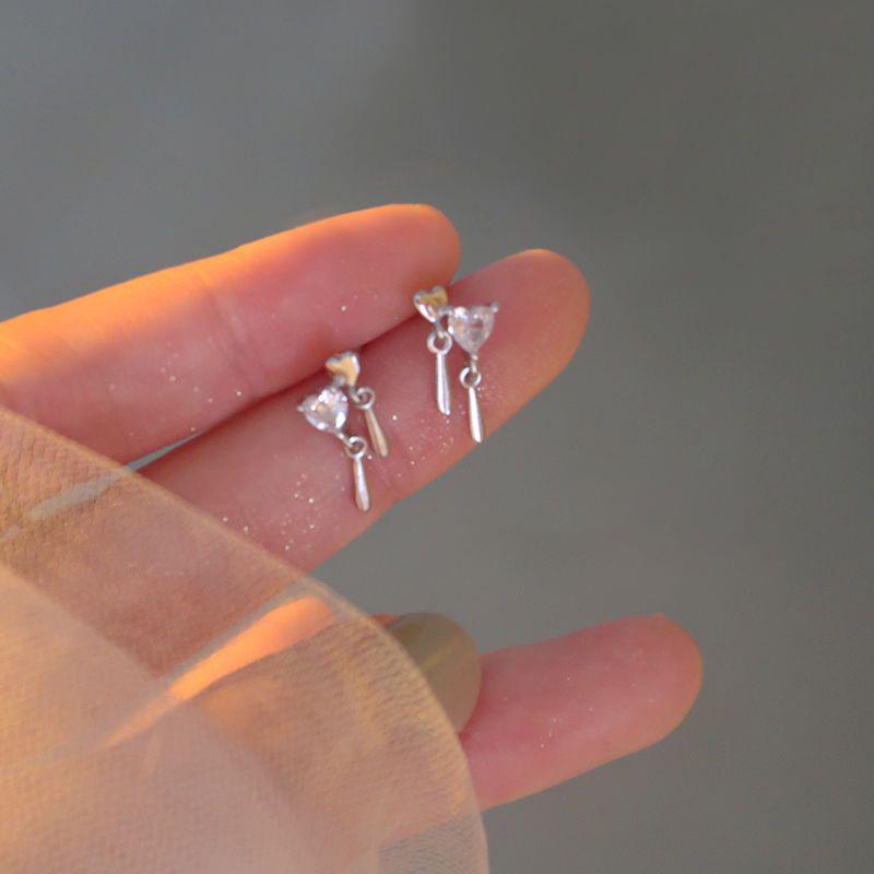 925 Sterling Silver Double Heart Mini Stud Earrings - Elegant, Versatile, High-End Design