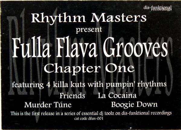 

12-дюймовая пластинка RHYTHM MASTERS Fulla Flava Grooves Funk Essential DFUN001 DISFUNKTIONAL 1996 UK Dance Electronica Б/у