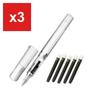 Pilot Kakuno Fine-Point Fountain Pen, Clear Body, with 5 Black Ink Cartridges