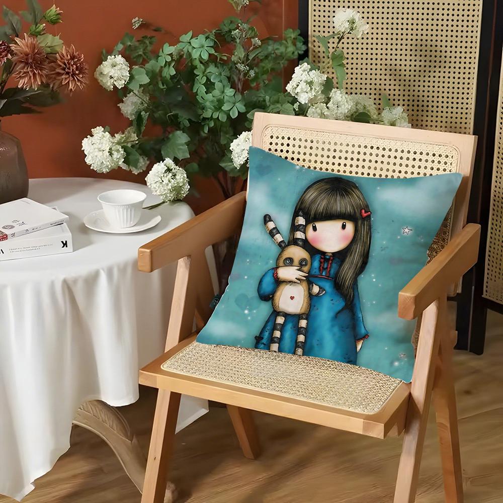 Cartoon SSantoro Gorjuss Cushion Cover Silky Short Plush Invisible Zipper Dustproof Sofa Pillow Case for Home Decor