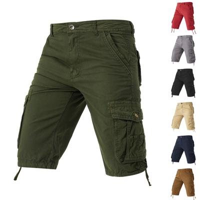 Men's Summer Korean Version Loose Cargo Shorts Men's Multi Pocket Solid Color Casual Fashion Shorts