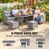 8-Seater Patio Wicker Sofa Set Rattan Chair Furniture W/ Glass & Cushioned