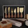 6pcs Color Boxed Walnut Handle Cheese Tool Set, Western Style Knife, Fork, Butter Scraper, Stainless Steel Cheese Knife