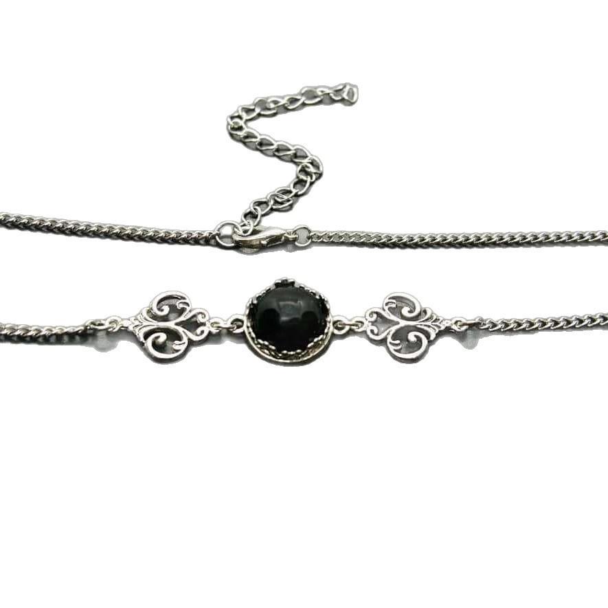 Gothic Obsidian Necklace With Geometric Pendant For Women Summer 2025 Fashion Accessory