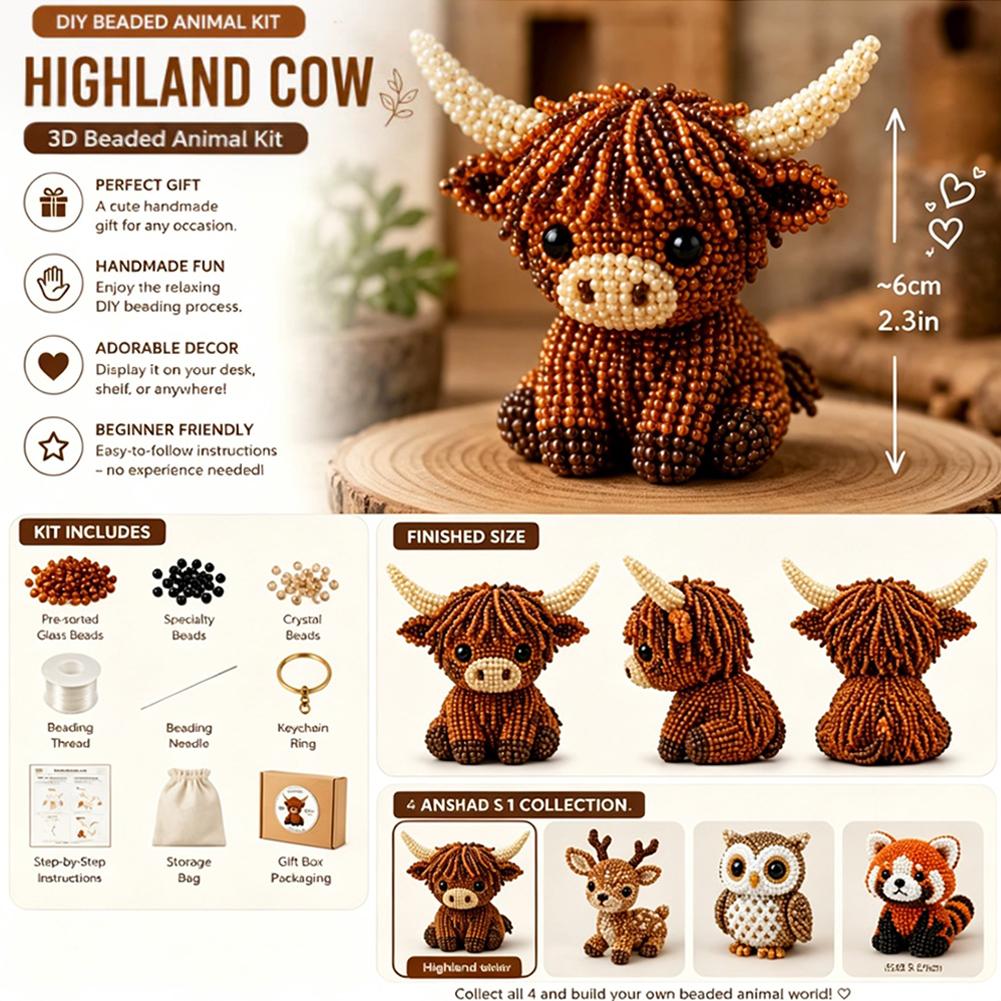 Kit Creativo Animale con Perline 3D Fai da Te Set Creativo con Perline Animali Carini Set Artistico con Perline Fatto a Mano per Adulti Adolescenti Decorazione per la Casa