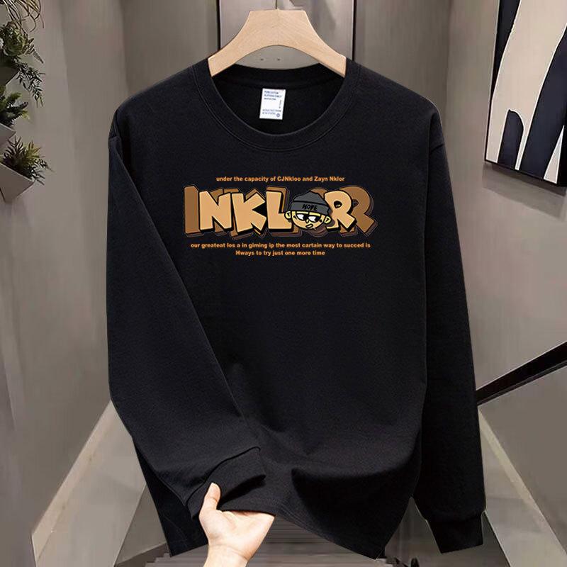 Spring And Autumn Ruffian Handsome Trendy Brand Loose Casual Heavy Long-Sleeved T-Shirt American Young And Young Men'S And Women'S Versatile Clothes