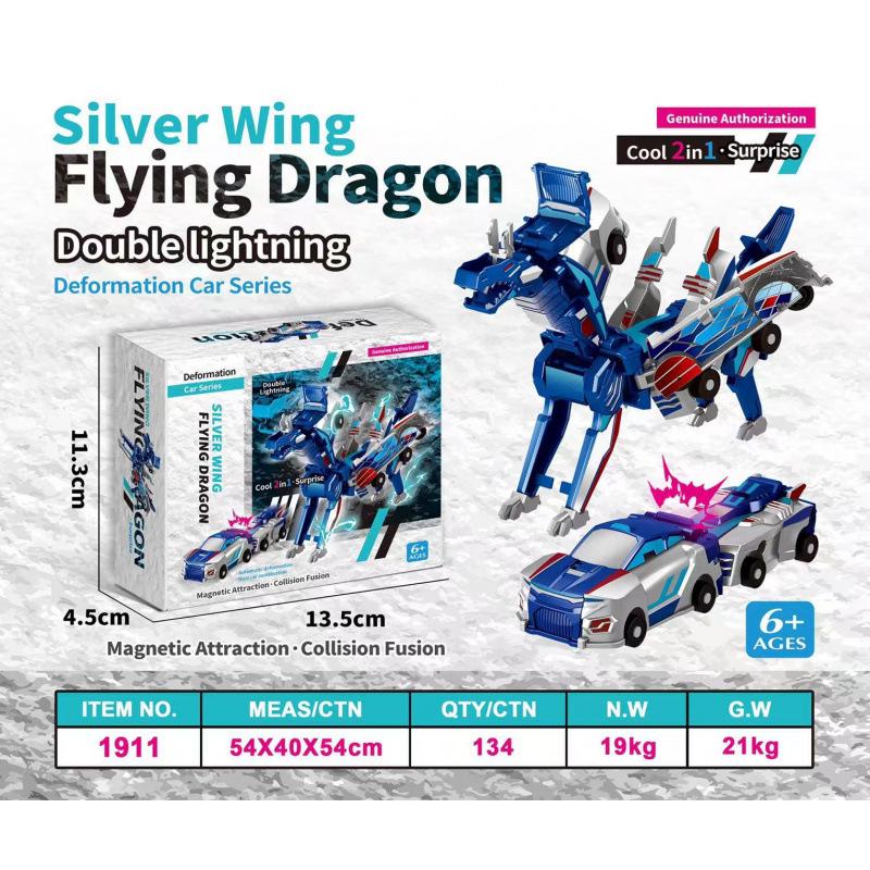 Offizielles Silverwing Dragon Magnetisches Verformungsspielzeugauto für Jungen und Mädchen