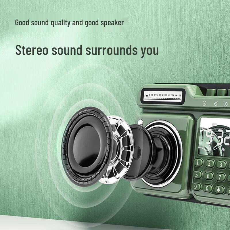 Newmine Retro Portable Bluetooth Speaker with FM Radio and Recorder