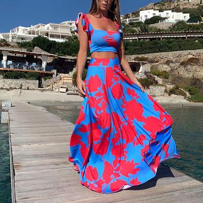Women's Summer Printed Strapless Casual Long Dresses