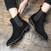 Men Red Ankle Boots Suede Short Boots Wingtip Dress Formal Chelsea Boots Large Size
