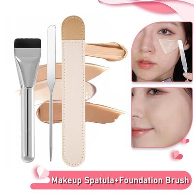Spatulă de Machiaj din Oțel Inoxidabil, Stick de Amestecare, Set Pensule pentru Fond de Ten, Instrument de Amestecare Pigmenți Cremă Fard de Pleoape, Instrument Pensulă pentru Contur Facial