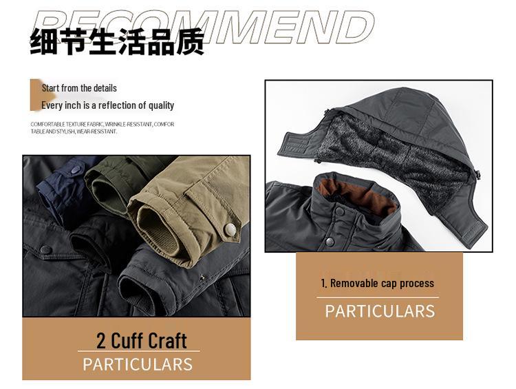 Men's Slim Fit Thickened Fleece-Lined Cotton Jacket for Middle-Aged & Elderly