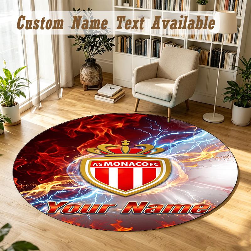 Round Rug Custom NameMonaco FC Pattern Non Slip Carpet Home Floor Decor