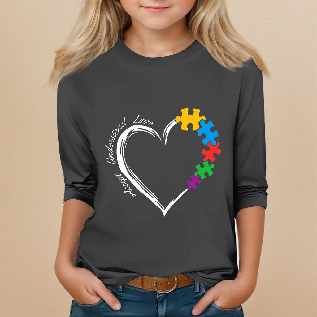 Kinder Siebenärmel Rundhals Oberteil Valentinstag Bedruckt Alltags Freizeit Oberteil