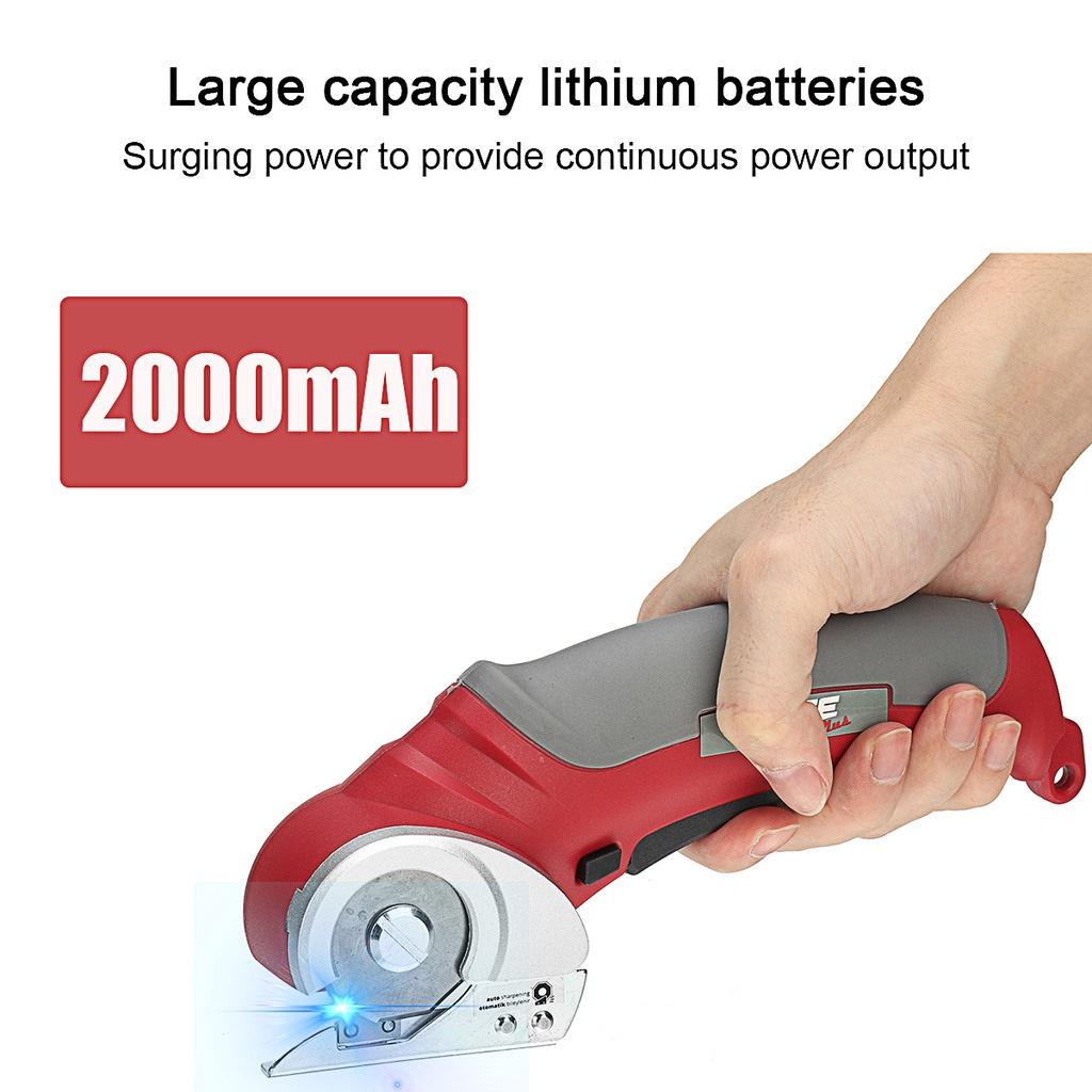 2000mAh przenośne bezprzewodowe elektryczne okrągłe nożyczki nożyczki elektryczne ścinanie tkaniny maszyna do cięcia tkanin zestaw narzędzie tnące