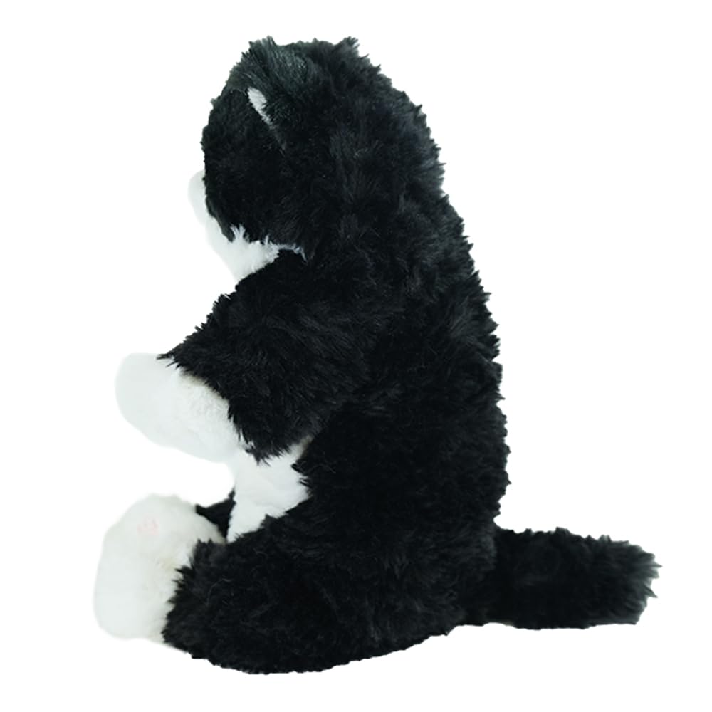 SunLemon Sleeping Lap Cat, Small, Calico, 15 x 18 x 34cm, Plush Animal, Cute Cat, White and Black, P-1393