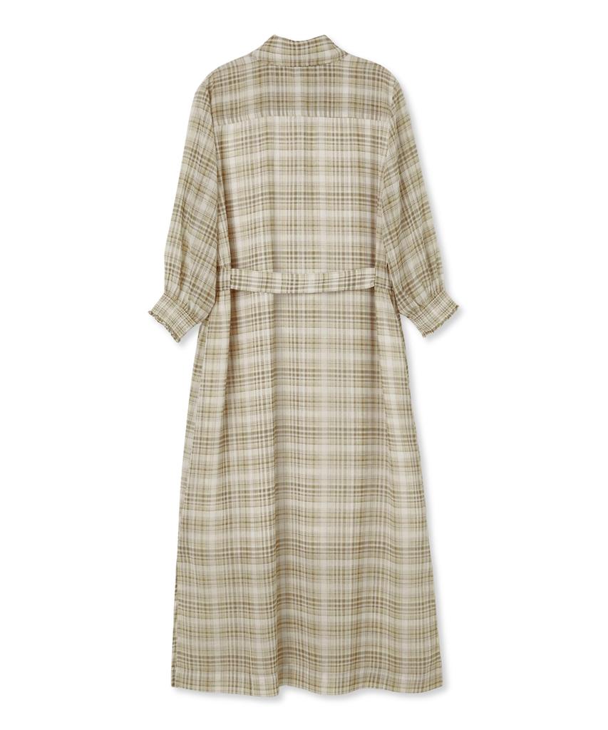 Penfield Chiffon Check Straight Dress Yellow_Fs1Ws01F