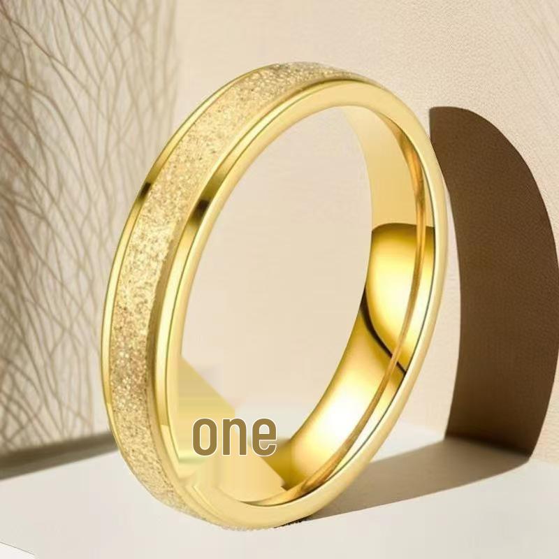 Women's Simple Fashion Frosted Titanium Steel Couple Ring
