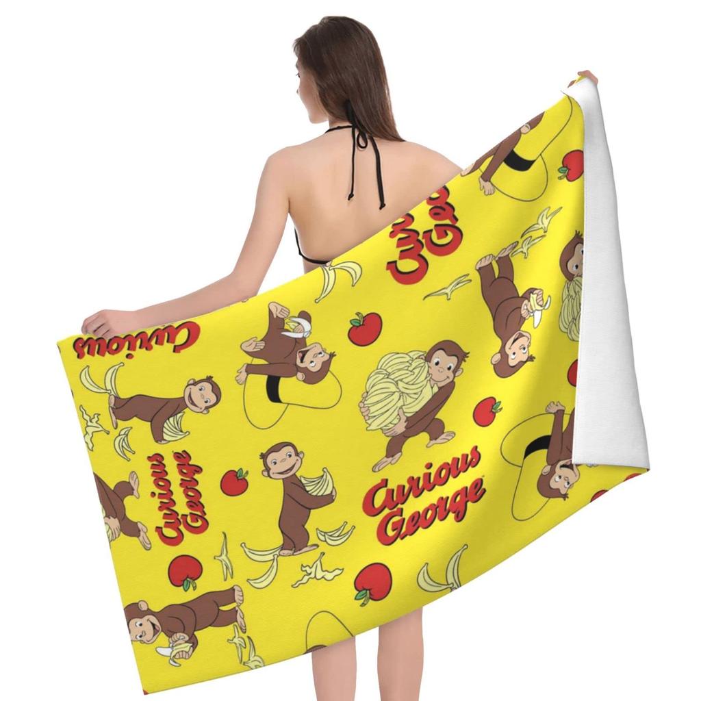 Curious George Bath Fast Water Quick Bath Large Instant Water Antibacterial and Odor Big Face For Home Commercial 80x130cm Towel, Microfiber,