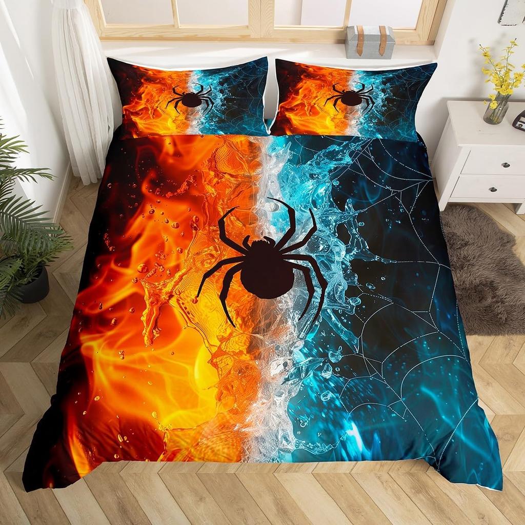 Comforter Happy Halloween Ghost Full Bedding Set For Boys Girl Spider Bat Black Cat Print Comforter Trick Or Treat Theme