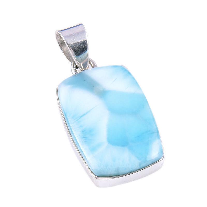 Natural Republic Larimar Gemstone 925 Solid Sterling Silver Pendant 1.50" v5i46