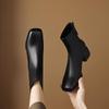 Krazing Pot Cow Skin Winter Square Toe Thick Heels Chelsea Fashion Boots Women Zip Office Lady Women Ankle Boots