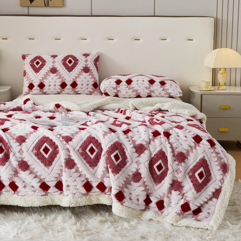 Bohemian Jacquard Taffy Fleece Blanket - Luxe Flannel Warm Throw for Office Nap & Home Decor