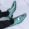 Chelsea Boots Herren Spitz zulaufend Blau Ladylike Trendig und Vielseitig Lässig Punk Performance Bankett Anzug Lederschuhe