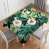 Summer Tropical Palm Leaves Rectangle Tablecloth for Table Decor Watercolor Green Leaf Kitchen Dining Table Cloth Party Decor