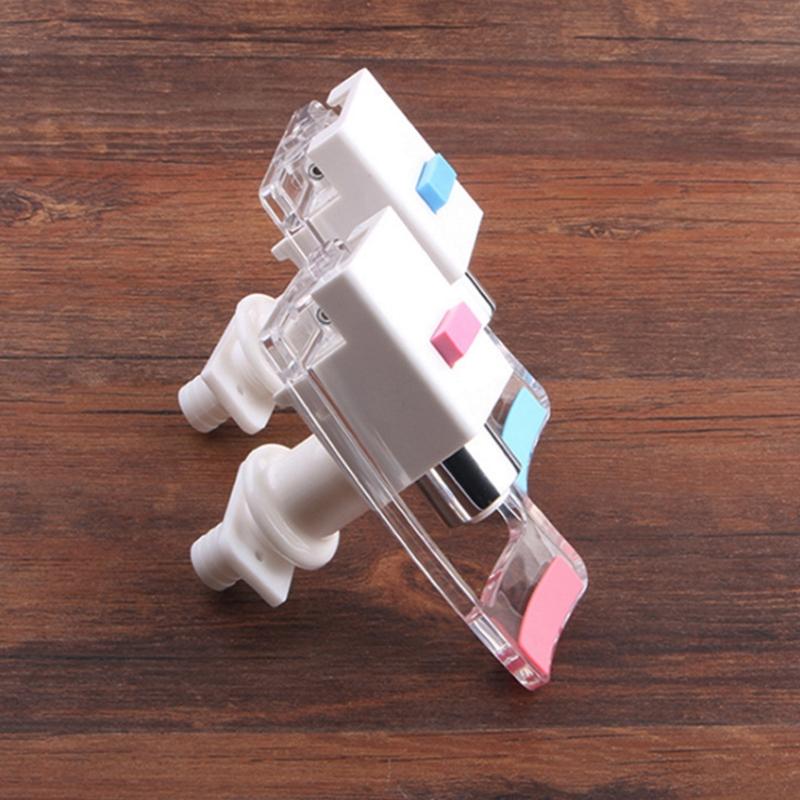 2 Pcs Replacement Faucet Spout for Water Dispenser with Two Water Valves Durable Blue and Red Pack Easy to Operate