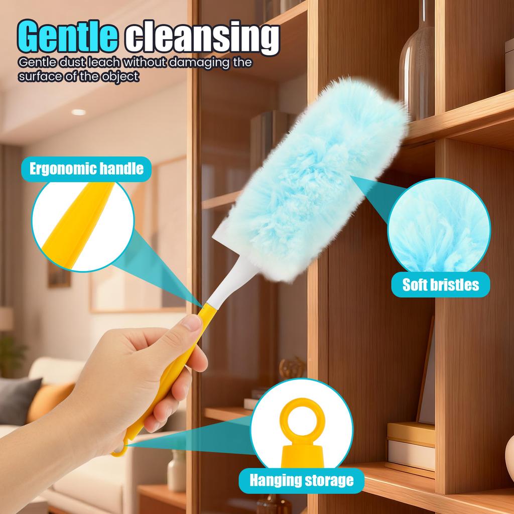 Duster for Swiffer Double Sided 360° Electrostatic Precipitator with Replaceable Dust Collector Head Disposable Feather Duster