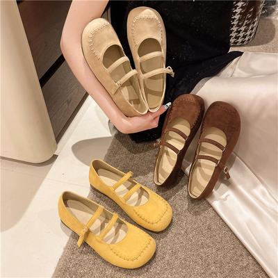 Retro hässlich-süße flache Loafu Doudou Schuhe für Damen 2025 neu Mori Nische doppelreihige Schnalle flache Einzel Schuhe für Damen
