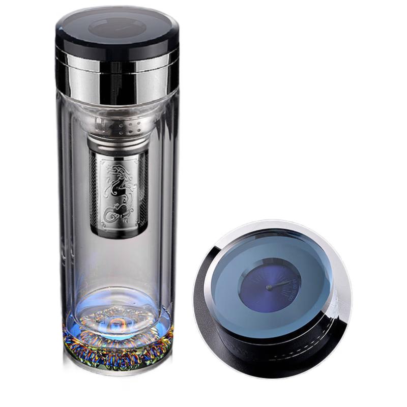 Yisijia Double Wall Glass Tea Infuser Mug with Thermometer Lid