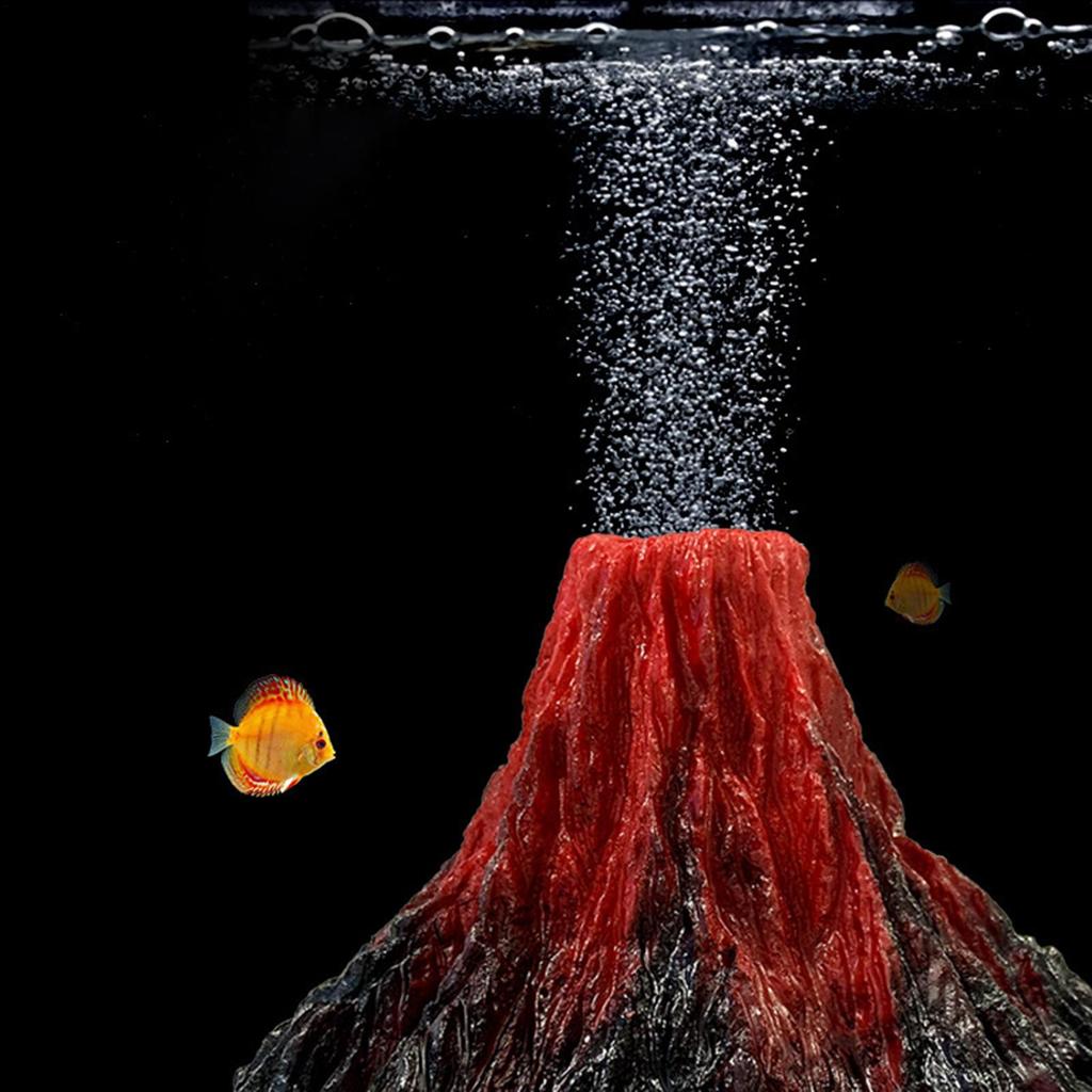 Aquarium Volcano Resin Fish Tank Decorations Realistic Mountain Aquarium Landscape for Aquatic Betta Catfish Loach Clown Crab