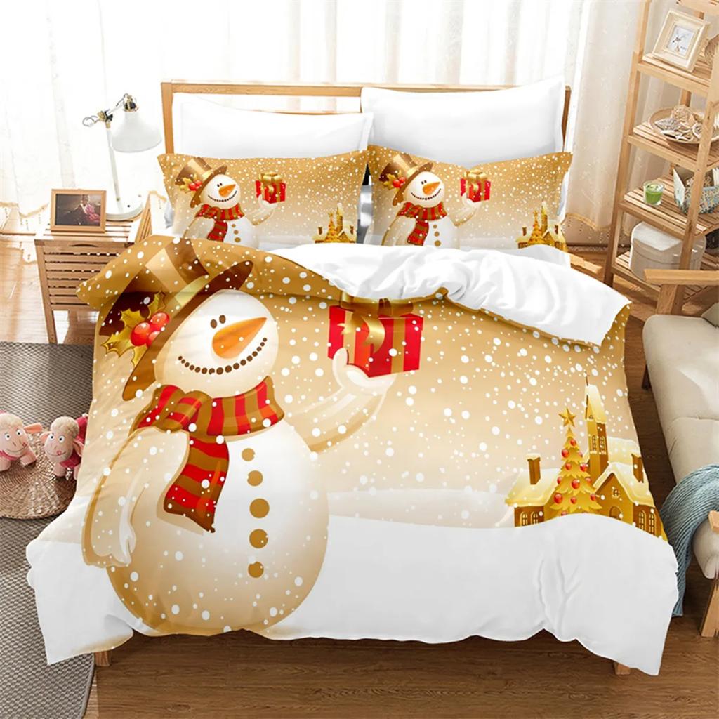 Cartoon Christmas Santa Claus Send Gifts Duvet Cover Digital Printing Christmas Tree Fashion Duvet Cover For Children Boys Girls