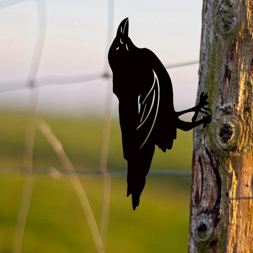 1pc Black Crow Silhouette – Cute Metal Bird Garden Statues, Decorative Yard Stakes for Lawn, Garden, and Outdoor Decorations