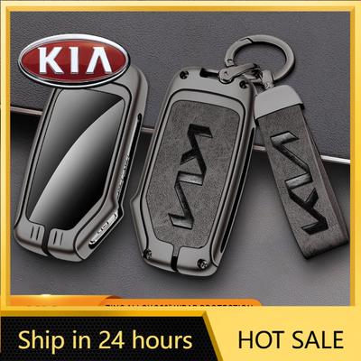 2026 Hot Car Sticker ZincAlloy Leather Car Key Case Cover Shell Accessory For KIA Sportage R GT Stinger Sorento Ceed Cerato Fort