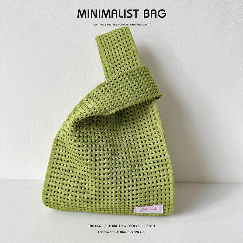 Solid Color Knitted Shoulder Bag - Versatile Large Capacity Tote