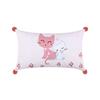 Coussin pompons 30 x 50 cm Zoeline le chat rose