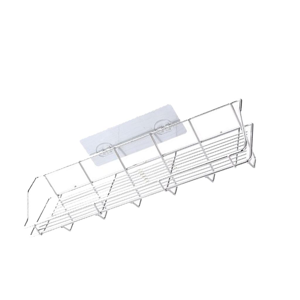Spice Rack Organizer Large Capacity Stainless Steel Rack Space Saving Bathroom Shelf Wall Mounted with Hooks Rectangular