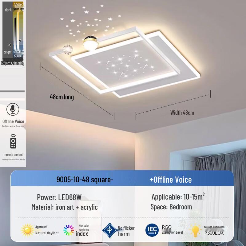 Xuanyong Modern Minimalist Square LED Ceiling Light with Voice Control
