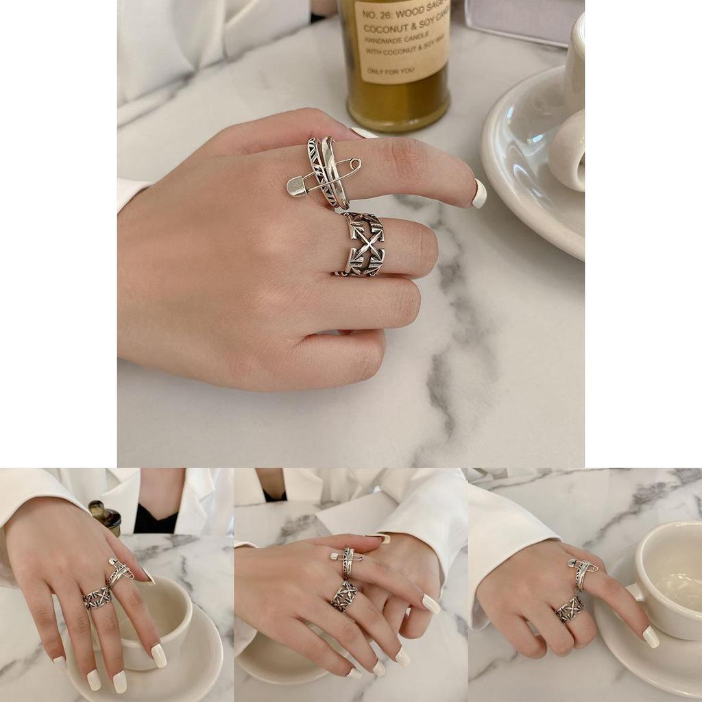 Elegant Korean Style Hollow Design Double Layer Ring Adjustable Jewelry For Women