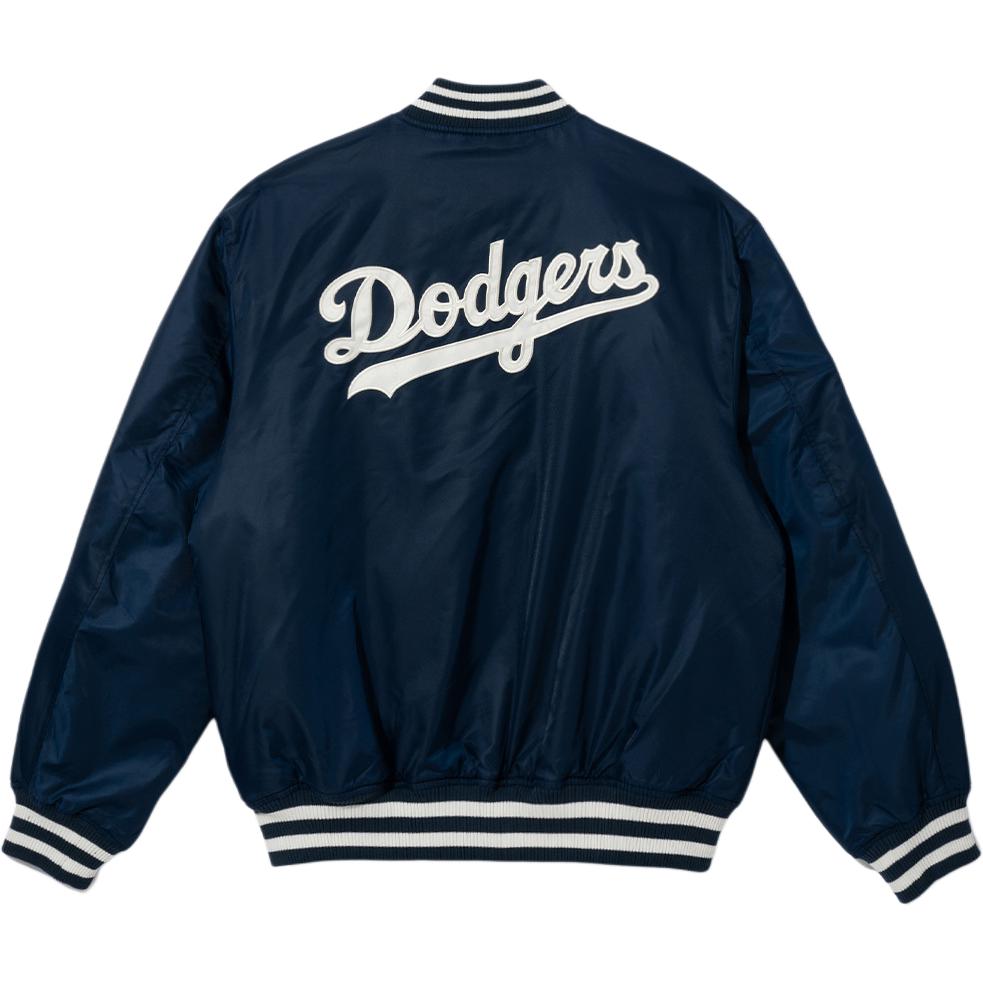 New Era Baseball Collar Snap Button Drop Shoulder Long Sleeve Baseball Jacket Unisex jackets Blue 14397947