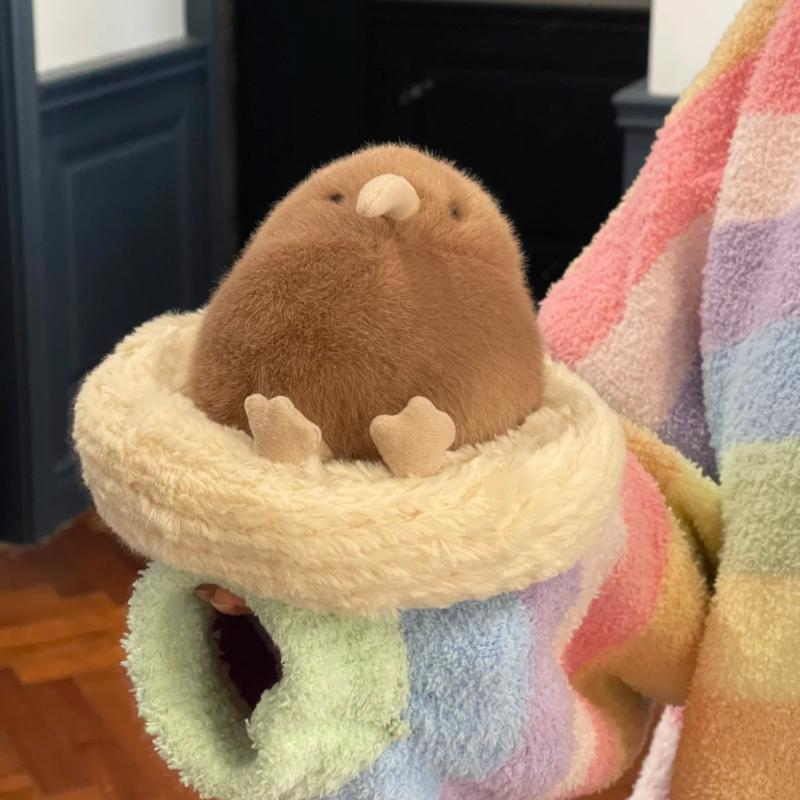 Kawaii Birds Plush Pendant Toys Keychain Simulation Parrot Bird Nest Plush Keyring Anime Cute Gifts for Girls Kids